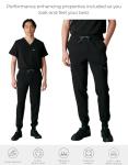 Members Only London Drawstring Jogger Pants with 11 Pockets, Medical & Surgical Scrubs, Anti-Wrinkle Scrubs for Men (Black, Small)