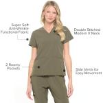 Dagacci Medical Uniform® Scrub Set – V-Neck Scrub Top & Elastic Jogger Pant Scrubs for Women Set and Men Unisex 8 Pockets Olive Green S