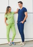 Dagacci Medical Uniform® Scrub Set – V-Neck Scrub Top & Elastic Jogger Pant Scrubs for Women Set and Men Unisex 8 Pockets Olive Green S