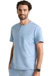 Healing Hands Men's Medical Scrub Top Shane with 1 Pocket, Snap-Closure Placket, Moisture Wicking, 360° Stretch - HH701, L, ICY Blue