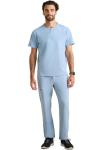 Healing Hands Men's Medical Scrub Top Shane with 1 Pocket, Snap-Closure Placket, Moisture Wicking, 360° Stretch - HH701, L, ICY Blue