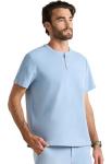 Healing Hands Men's Medical Scrub Top Shane with 1 Pocket, Snap-Closure Placket, Moisture Wicking, 360° Stretch - HH701, L, ICY Blue