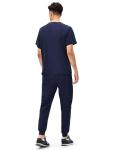 COZYFIT Scrubs for Men - 4 Pockets V-Neck Scrub Top and 7 Pockets Jogger Pants Mens Scrubs Set, Navy Blue, M