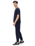 COZYFIT Scrubs for Men - 4 Pockets V-Neck Scrub Top and 7 Pockets Jogger Pants Mens Scrubs Set, Navy Blue, M
