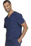 Cherokee Infinity V- Neck Men's Scrub Top with Rib Knit Back Panels Plus Size CK900A, 2XL, Navy