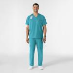 WonderWink Mens Men's V-Neck Top Medical Scrubs Shirt, Teal Blue, Small US