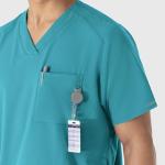 WonderWink Mens Men's V-Neck Top Medical Scrubs Shirt, Teal Blue, Small US