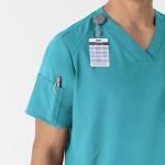 WonderWink Mens Men's V-Neck Top Medical Scrubs Shirt, Teal Blue, Small US