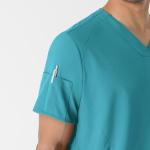 WonderWink Mens Men's V-Neck Top Medical Scrubs Shirt, Teal Blue, Small US