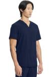 Cherokee Infinity V- Neck Men's Scrub Top with Rib Knit Back Panels Plus Size CK900A, 2XL, Navy