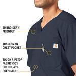 Carhartt Scrubs C15108 Men's Classic Fit Ripstop Bi-Swing Chest Pocket V-Neck Top Large Navy