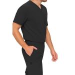 M&M SCRUBS Men's Jogger Scrub Set – Luxe Stretch Medical Uniform, V-Neck Scrubs Top & Jogger Pants (Black, Large)