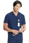 Cherokee Infinity Men's V-Neck Scrub Top with Rib-Knit Neckline, Front Shoulder Yokes, and a Center Back Panel IN700A, M, Navy