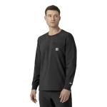 Carhartt Force Cross-Flex Scrubs for Men, Crew Neck Long Sleeve Scrub Top - Black, L