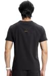 Infinity Men's Partial Zip V-Neck Scrub Top with Rib-Knit Side Panels Two Zip Front Chest Pocket and 1 Welt Pockets IN702A, M, Black