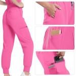 Eipnare Scrubs for Women Set - Cool Stretch Scrub Top & Jogger Pants with 11 Pockets Breathable Nursing Uniform Scrub Suit