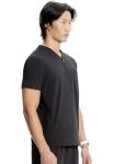 Infinity Men's Partial Zip V-Neck Scrub Top with Rib-Knit Side Panels Two Zip Front Chest Pocket and 1 Welt Pockets IN702A, M, Black