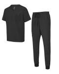 Natural Uniforms Mens Luxe Stretch Jogger Scrub Set (Black, Large)