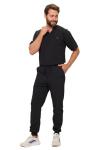 Natural Uniforms Mens Luxe Stretch Jogger Scrub Set (Black, Large)