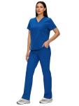 floralhue Scrubs for Women Set, Medical Women Scrubs, V-Neck Top and Straight Leg Pants with 11 Pockets (Relaxed Fit), Royal Blue, M