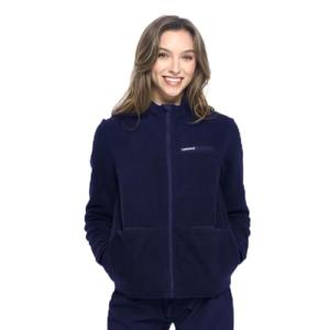 Navy Unisex Fleece Zip Front Scrub Jacket