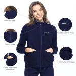 Navy Unisex Fleece Zip Front Scrub Jacket
