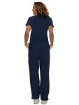 floralhue Scrubs for Women, V-Neck Scrubs Top & Cargo Pants with 12 Pockets, Yoga Waistband, 4 Way Stretch, Navy Blue, S