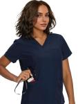 floralhue Scrubs for Women, V-Neck Scrubs Top & Cargo Pants with 12 Pockets, Yoga Waistband, 4 Way Stretch, Navy Blue, S