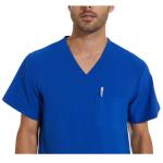 COZYFIT Scrub Top for Men - Stretch V-Neck Scrubs with 3 Pockets, Anti-Wrinkle - Royal Blue, M