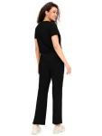 COZYFIT Scrubs for Women - V Neck Top and Bootcut Cargo Straight Pants, Womens Scrub Sets with 12 Pockets, 4 Way Stretch Fabric, Black, S