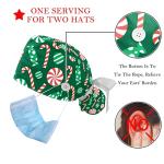 Red Christmas Snowman Glove Hat Pattern Adjustable Working Cap with Ponytail Holder, 2 Packs Scrub Cap Bouffant Hat for Men & Women, One Size