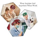 Red Christmas Snowman Glove Hat Pattern Adjustable Working Cap with Ponytail Holder, 2 Packs Scrub Cap Bouffant Hat for Men & Women, One Size