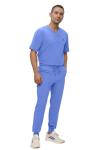 Monarch Uniforms Men's Jogger Scrub Set Tuck-in Scrubs for Men with Jogger Pants and One Pocket Top (Ceil Blue,Large)