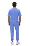 Monarch Uniforms Men's Jogger Scrub Set Tuck-in Scrubs for Men with Jogger Pants and One Pocket Top (Ceil Blue,Large)