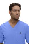 Monarch Uniforms Men's Jogger Scrub Set Tuck-in Scrubs for Men with Jogger Pants and One Pocket Top (Ceil Blue,Large)