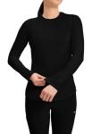 Cherokee Underscrub Long Sleeve Women’s Knit Tee Nursing Underscrubs Crew Neck Layering Top for Women - CK773, M, Black
