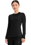 Cherokee Underscrub Long Sleeve Women’s Knit Tee Nursing Underscrubs Crew Neck Layering Top for Women - CK773, M, Black