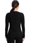 Cherokee Underscrub Long Sleeve Women’s Knit Tee Nursing Underscrubs Crew Neck Layering Top for Women - CK773, M, Black