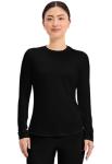 Cherokee Underscrub Long Sleeve Women’s Knit Tee Nursing Underscrubs Crew Neck Layering Top for Women - CK773, M, Black