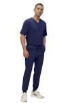 Monarch Uniforms Men's Jogger Scrub Set Tuck-in Scrubs for Men with Jogger Pants and One Pocket Top (Navy Blue,Medium)