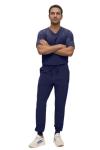 Monarch Uniforms Men's Jogger Scrub Set Tuck-in Scrubs for Men with Jogger Pants and One Pocket Top (Navy Blue,Medium)