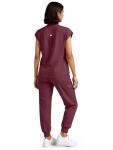 Eadflie Scrubs for Women Set - Stretch Medical Uniform Scrubs - Slim Fit Top & Cargo Pant Scrubs Set with 11 Pockets for Nurse Esthetician Workwear - (Burgundy/M)