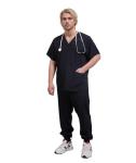 Yoweenton Scrub for Men Scrubs Medical Uniform Man Scrubs Set Medical Scrubs Top and Pants，5-Pocket Top and 5 Pocket Pants