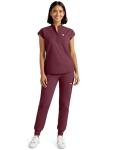 Eadflie Scrubs for Women Set - Stretch Medical Uniform Scrubs - Slim Fit Top & Cargo Pant Scrubs Set with 11 Pockets for Nurse Esthetician Workwear - (Burgundy/M)