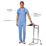 FIGS Leon Three-Pocket Scrub Top for Men - Ceil Blue, M