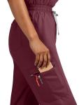 Eadflie Scrubs for Women Set - Stretch Medical Uniform Scrubs - Slim Fit Top & Cargo Pant Scrubs Set with 11 Pockets for Nurse Esthetician Workwear - (Burgundy/M)