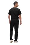 Monarch Uniforms Men's Scrub Set V-Neck Scrub Sets with Nine Large Pockets(Black,Large)