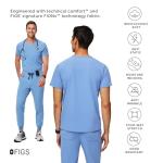 FIGS Leon Three-Pocket Scrub Top for Men - Ceil Blue, M