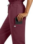 Eadflie Scrubs for Women Set - Stretch Medical Uniform Scrubs - Slim Fit Top & Cargo Pant Scrubs Set with 11 Pockets for Nurse Esthetician Workwear - (Burgundy/M)