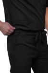 Monarch Uniforms Men's Scrub Set V-Neck Scrub Sets with Nine Large Pockets(Black,Large)